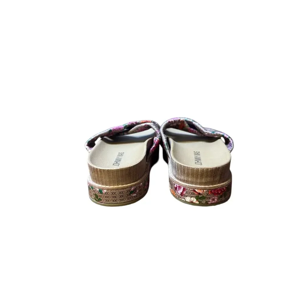 Johnny Was Multicolor Floral Crisscross Platform Sandals